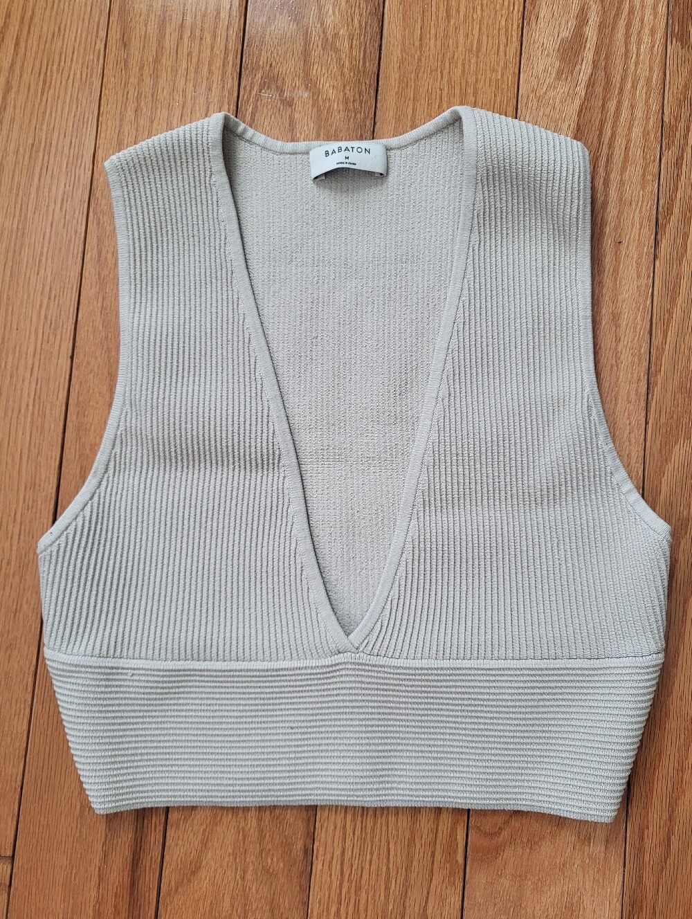 Babaton Ribbed Deep V Crop Top